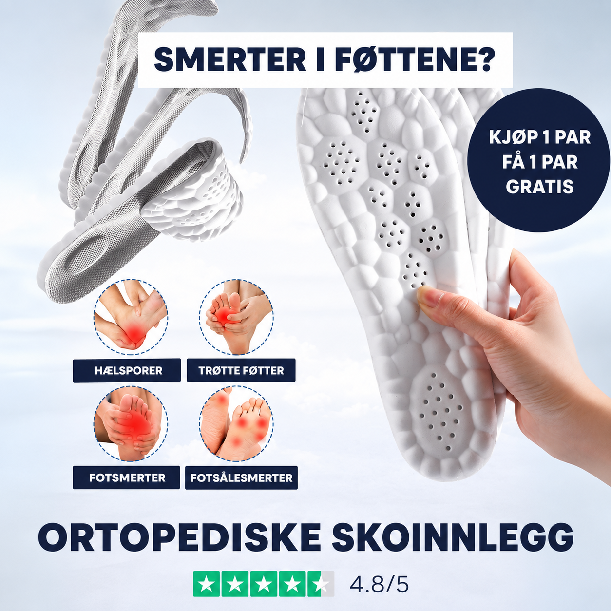 OrtoFlex 4D skoinnlegg for hælspore og fotvondt